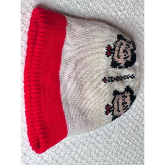 Peanuts Lucy Comic Knit Beanie Hat Red White Acrylic Winter Ski Accessory Vtg - Picture 6 of 7